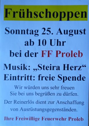 240825 – Frühschoppen FF Proleb / Einladung